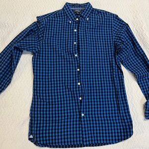Lands End med/tall, blue/black, long sleeve oxford shirt